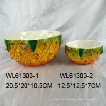 Handgemalt keramische Ananas-Obstschale in großer Größe